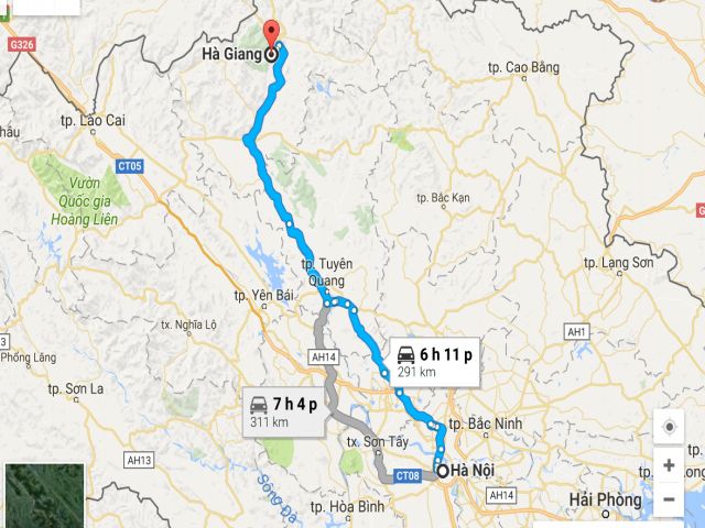 kiểm tra quãng đường từ nội bài về Hà Giang