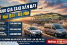 Bảng giá Taxi, Xe có lái từ Sân bay Nội Bài về Hà Nội, Từ Nội Bài đi các tỉnh