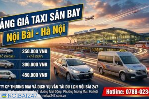Bảng giá Taxi, Xe có lái từ Sân bay Nội Bài về Hà Nội, Từ Nội Bài đi các tỉnh