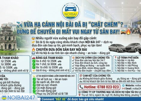 Chuyên đưa đón sân bay Nội Bài về Hà Nội và các tỉnh lân cận