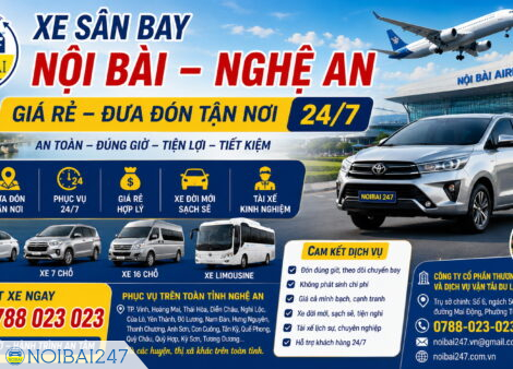 Xe sân bay Nội Bài – Nghệ An giá rẻ, đưa đón tận nơi 24/7